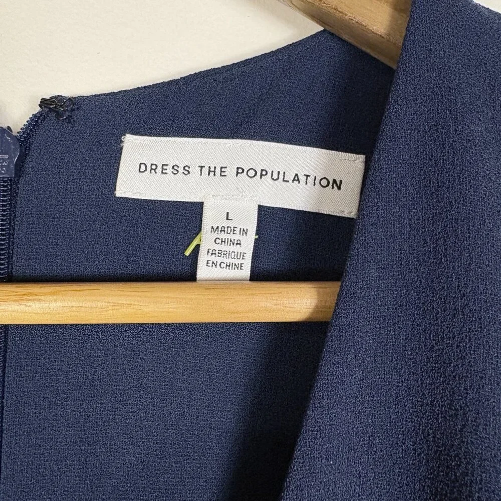 Dress The Population Catalina Navy V-Neck Sleeveless Midi Dress - Picture 9 of 13